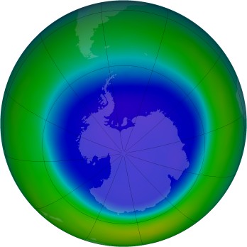 Antarctic ozone map for 2008-09